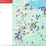 Google map showing Ohio golf courses with their Reserve with Google Book Online button details