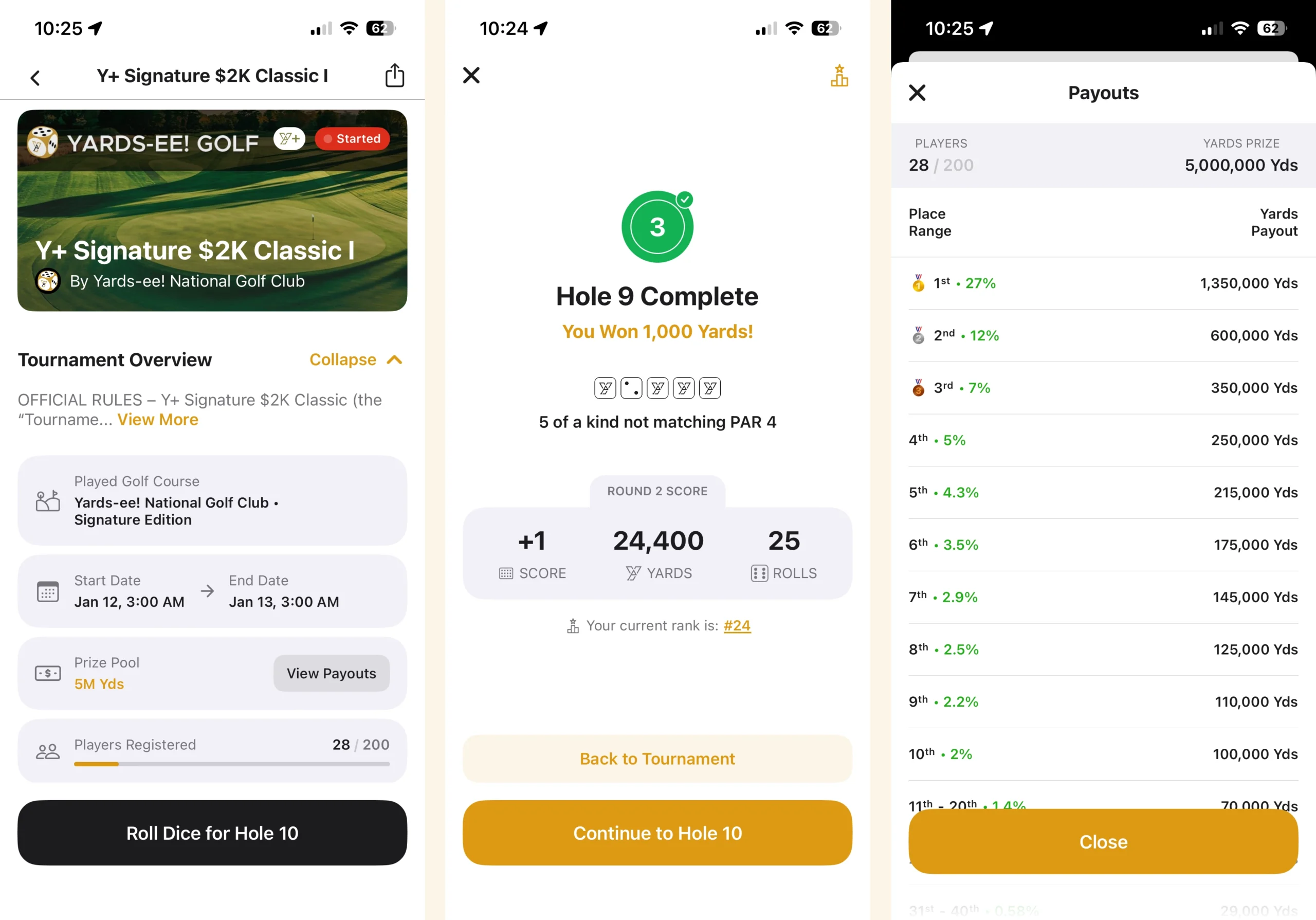 screenshots of YARDS-EE! GOLF